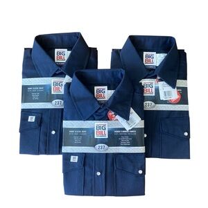 BIG BILL Set of 3 Men's Navy Short Sleeves Shirts Size Small